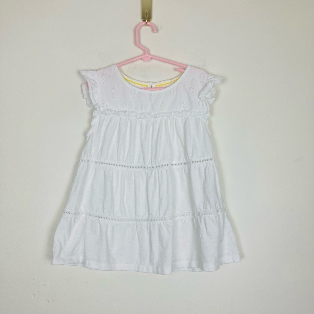 Mini Boden tiered white knit top. Size 10